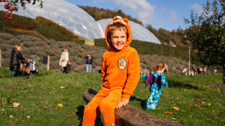 Child in zog fancy dress at eden project