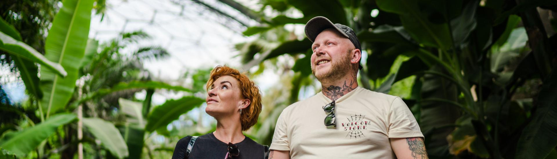 Couple inside Rainforest Biome at the Eden Project