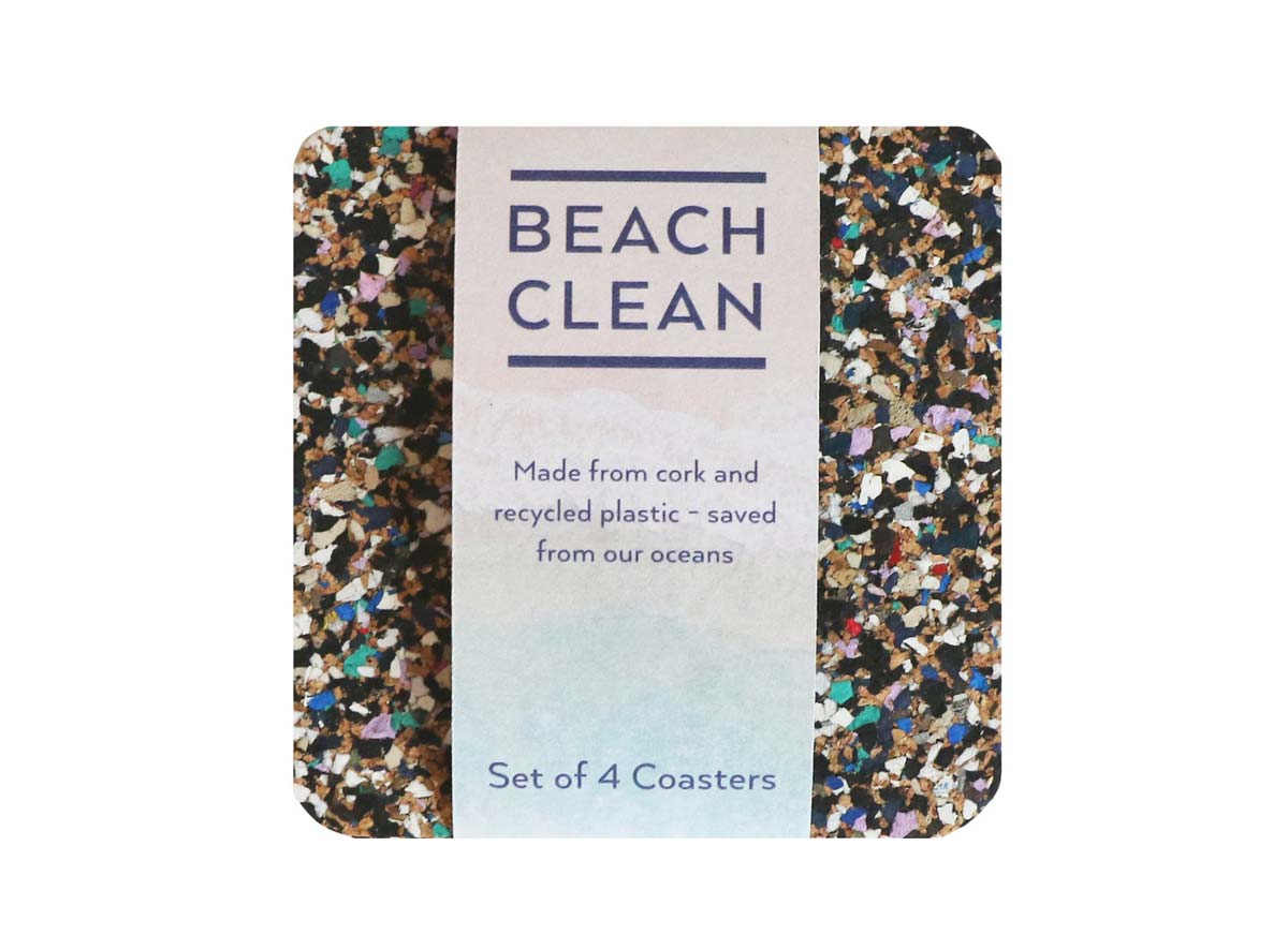 Beach clean square coasters set of 4