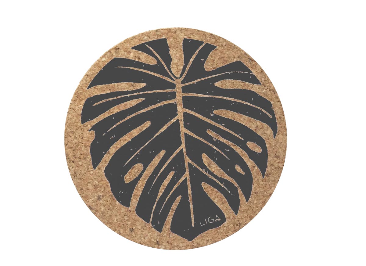 Cork monstera coaster
