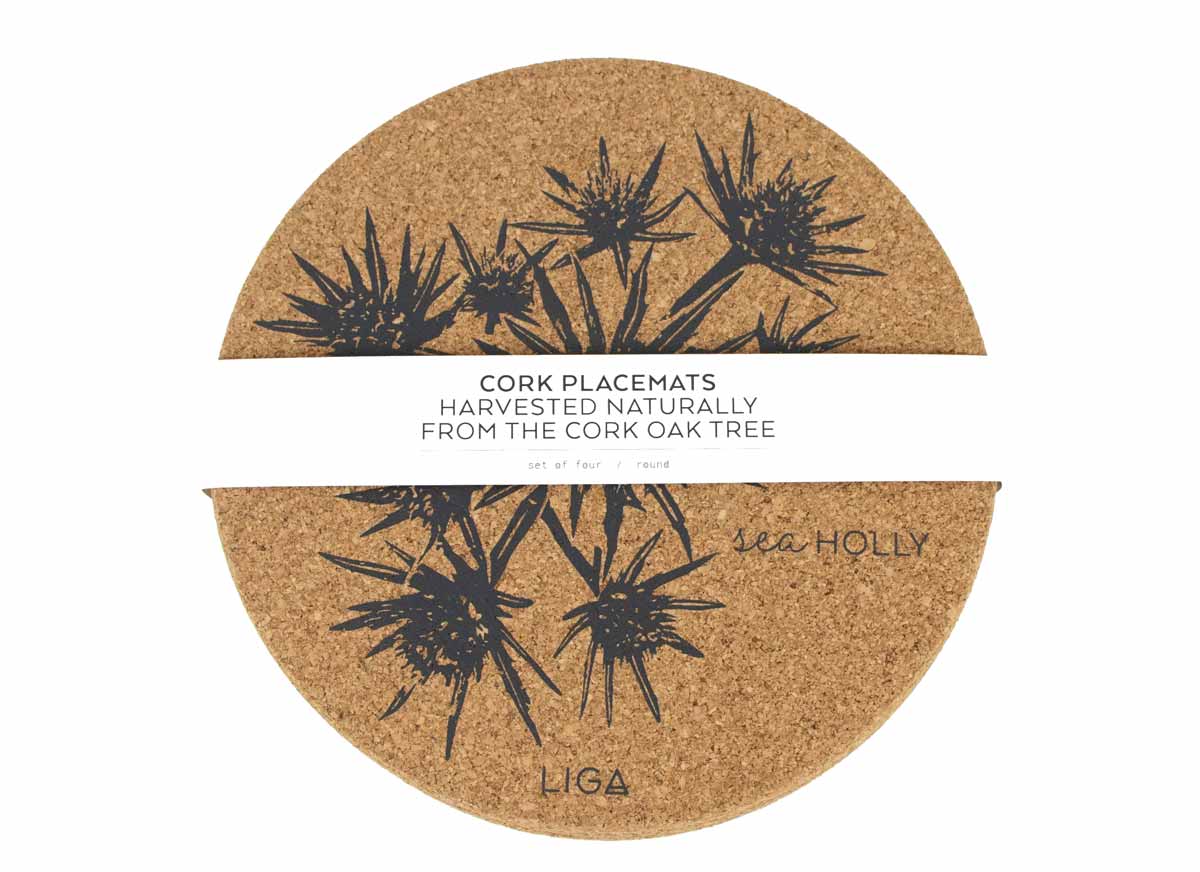 Cork sea holly placemats set of 4