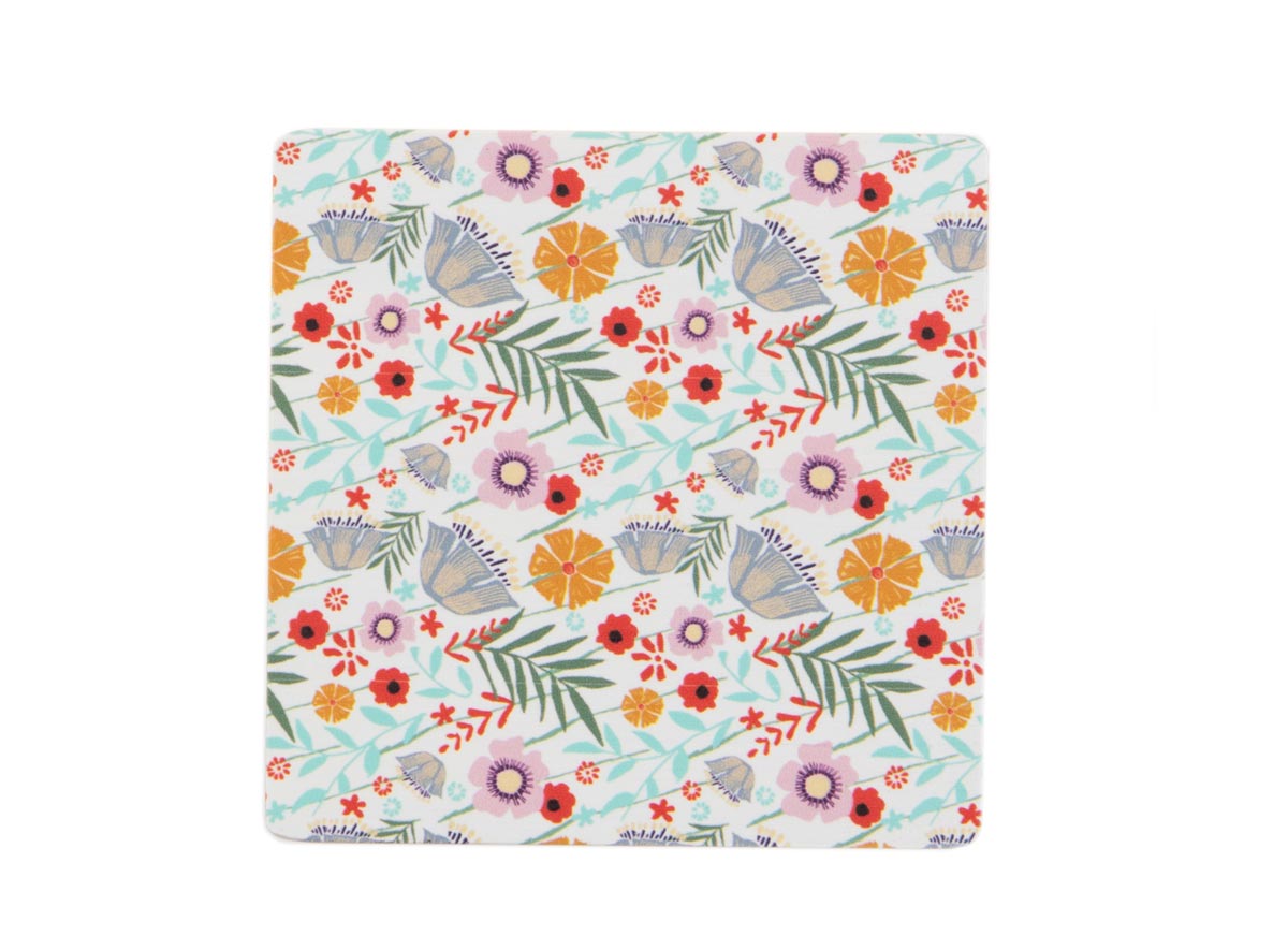 Eden Project floral print bamboo coaster