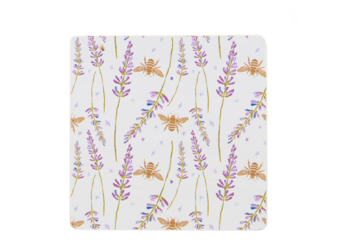 Eden Project lavender & bees bamboo coaster