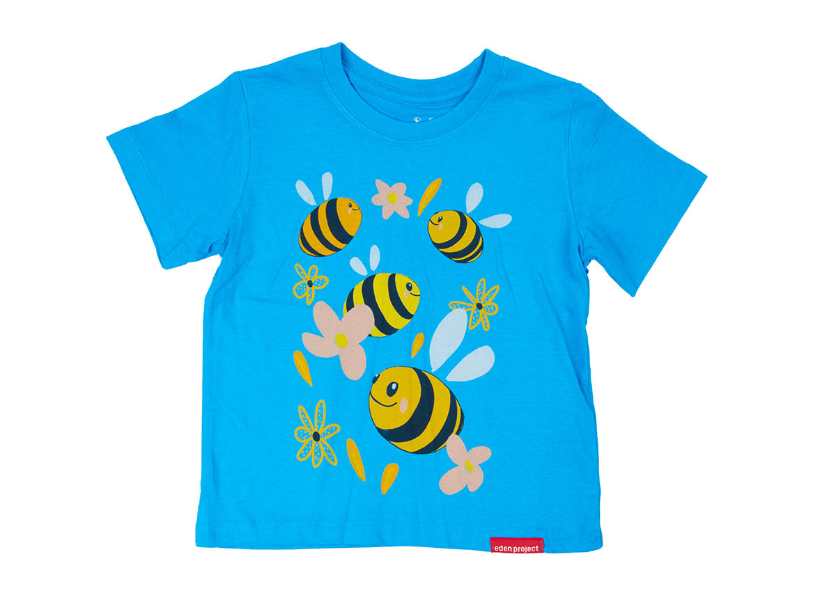 Kids honey bee t-shirt (Swedish blue, 7-8Y)