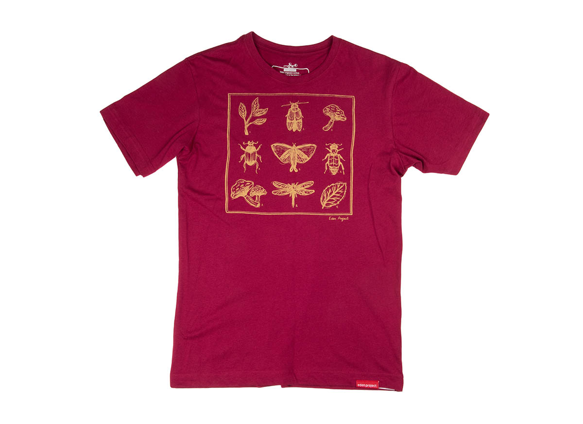 Men's insect t-shirt (Burgundy, Large)