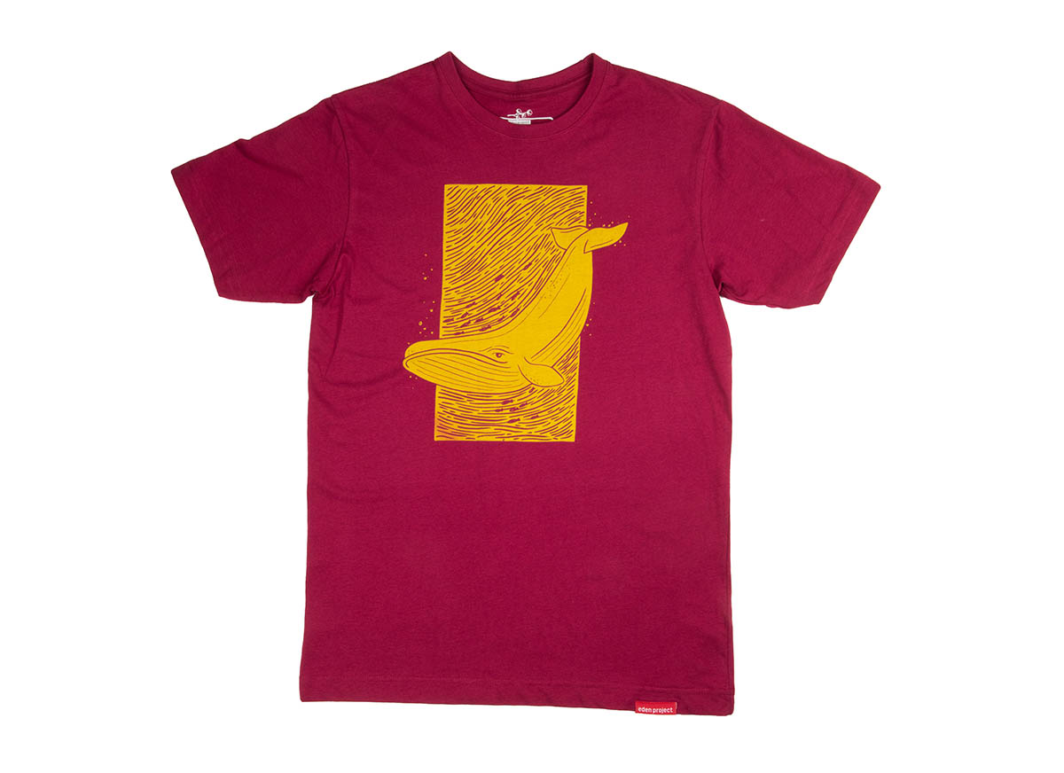 Men's whale t-shirt (Burgundy, Medium)