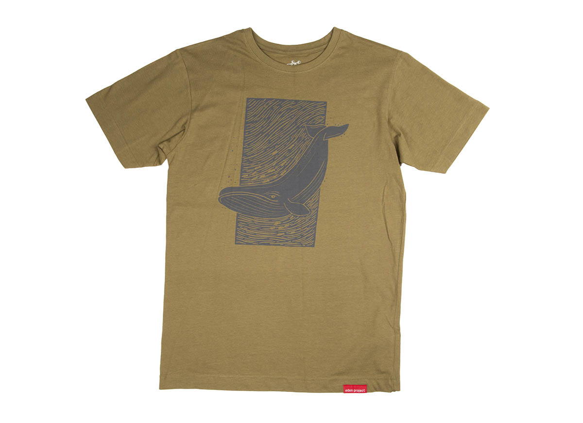 Men's whale t-shirt (Olive, Medium)