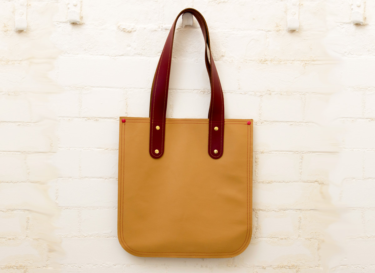 recycled leather tote bag