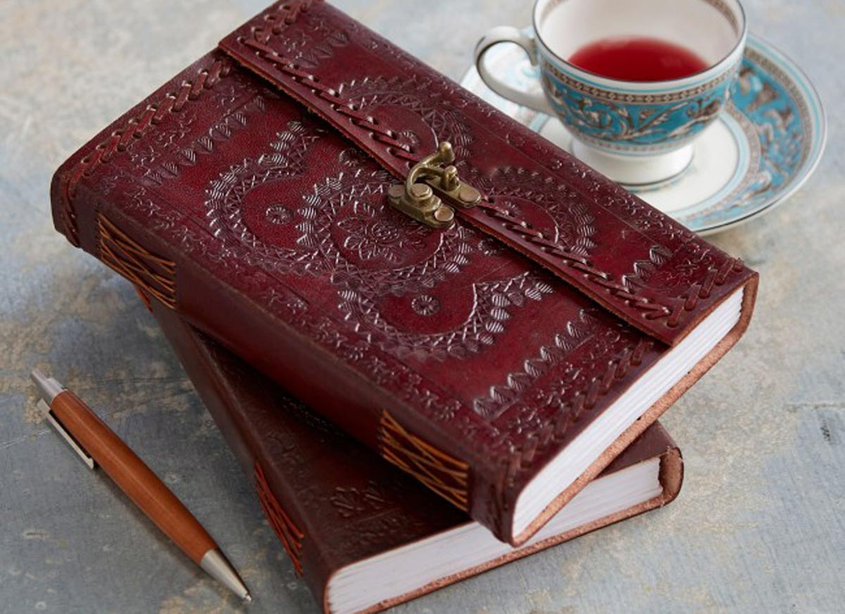 Embossed leather journal with clasp Eden Project Shop