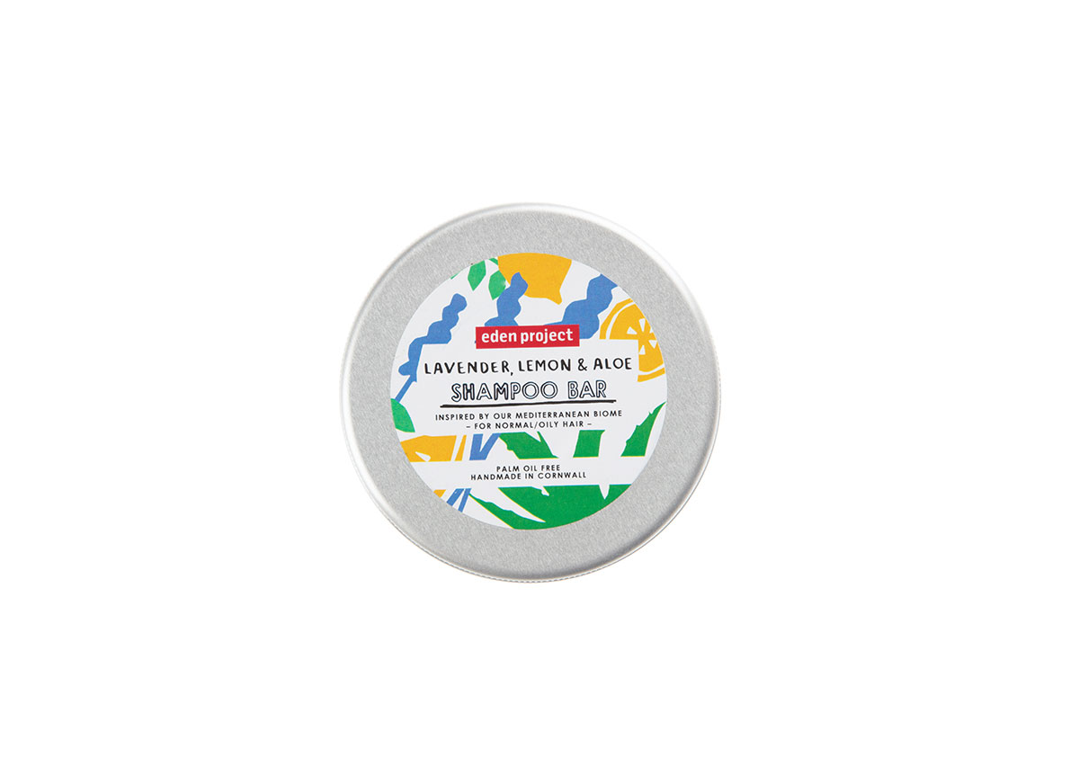 Lavender, lemon & aloe shampoo bar in a tin