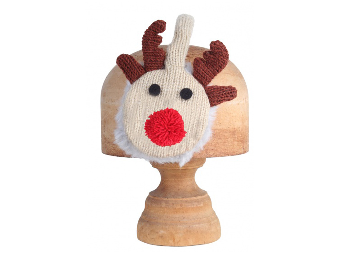 Lined with Faux Fur 100/% Wool Rudolph Earmuffs HANDMADE by Pachamama