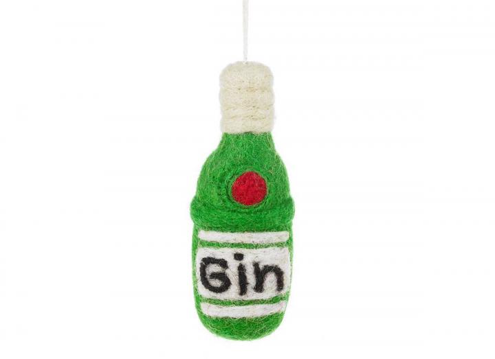 Bottle of gin hanging decoration from Felt So Good