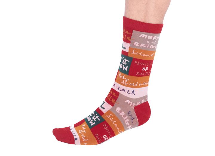 Caleb GOTS organic cotton Christmas slogan socks