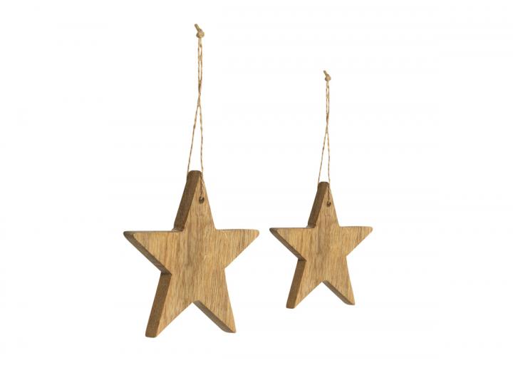 Chana mango wood star hanging decorations from Nkuku