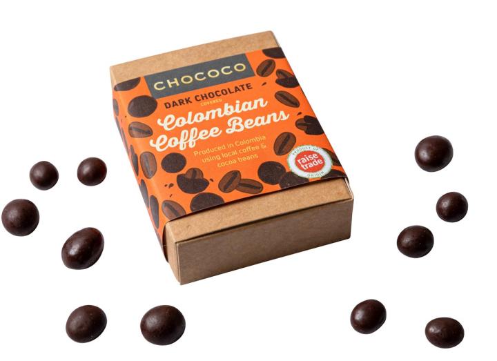 Chococo Colombian coffee beans coated in dark chocolate