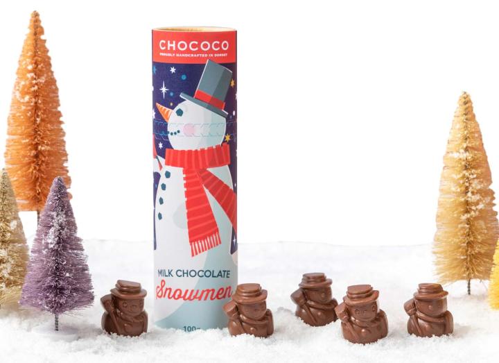 Chococo milk chocolate mini snowmen tube 100g