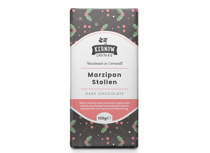 Kernow Chocolate marzipan stollen chocolate bar 100g