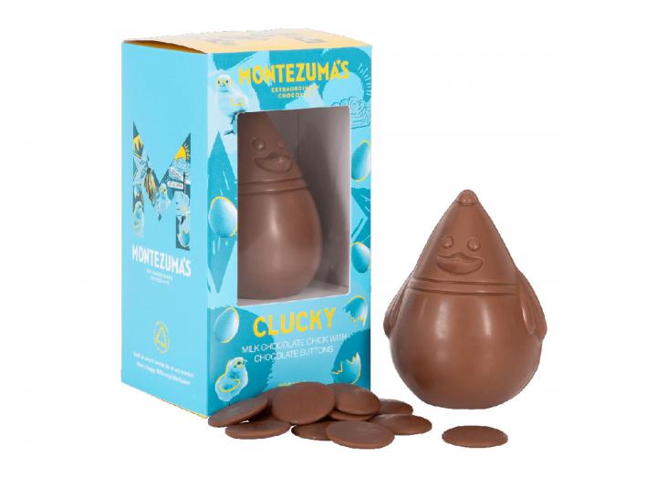 Montezuma’s clucky milk chocolate chick with buttons 100g