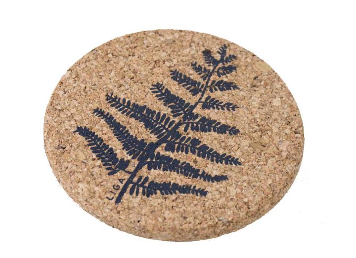 Cork grey fern coaster from Liga in Cornwall