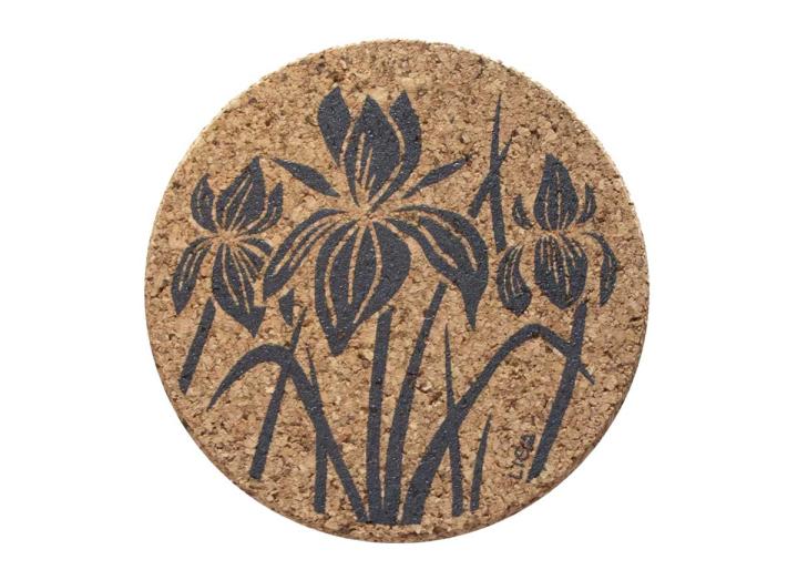 Cork grey iris coaster from Liga in Cornwall