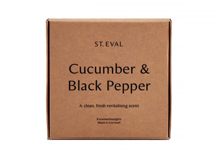 Cucumber & Black Pepper scented tealights from St Eval Candle Company in Cornwall