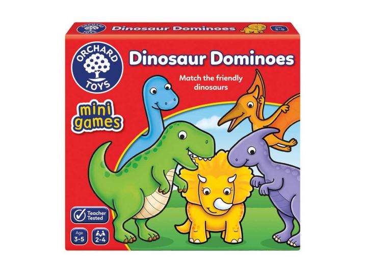 Dinosaur Dominoes mini game from Orchard Toys