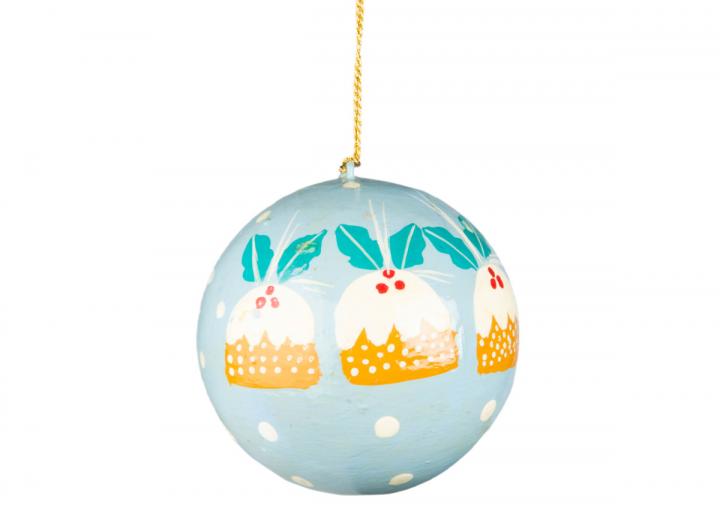 Eden Project blue multi Christmas pudding Christmas bauble