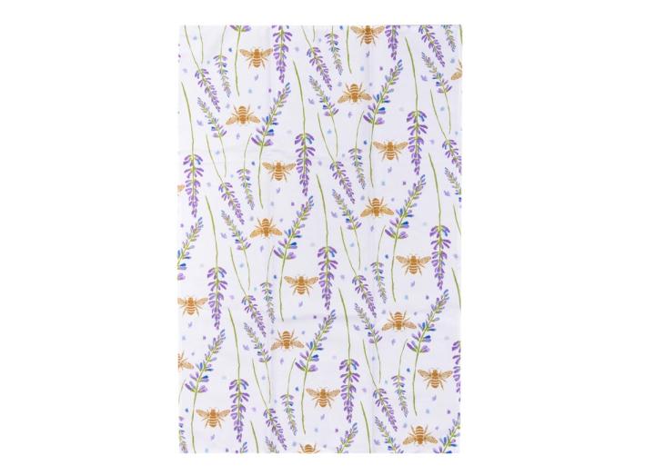 Eden Project lavender & bees print organic cotton tea towel