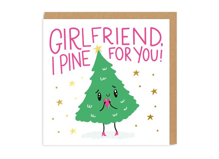 Girlfriend I pine for you square Christmas card