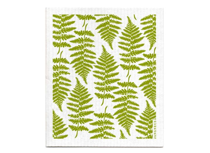 Green fern patterned biodegradable dishcloth