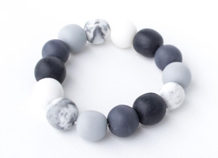 Grey and White Ball Bead Bracelet