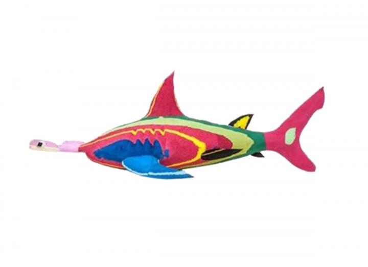 Hammerhead Shark sculpture made from flips flops by Ocean Sole