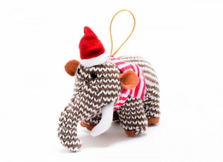 Knitted Woolly Mammoth Christmas hanging decoration