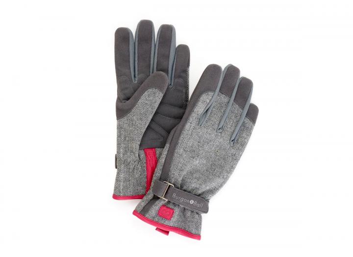 Ladies grey tweed gardening gloves from Burgon & Ball