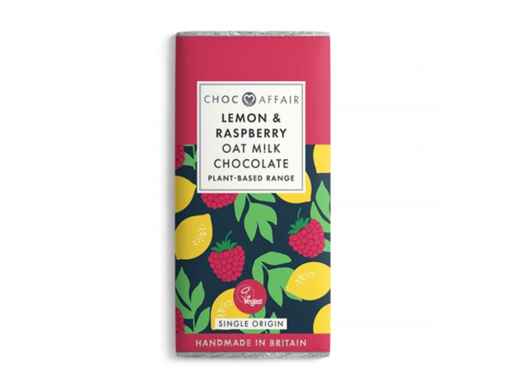 Lemon & Raspberry oat milk chocolate bar from Choc Affair