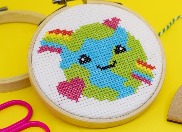 Love our planet mini cross stitch