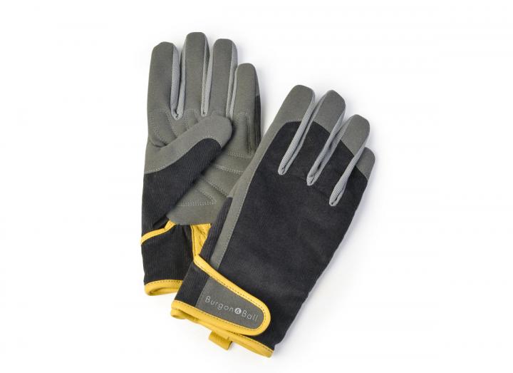 Men's grey corduroy gardening gloves from Burgon & Ball