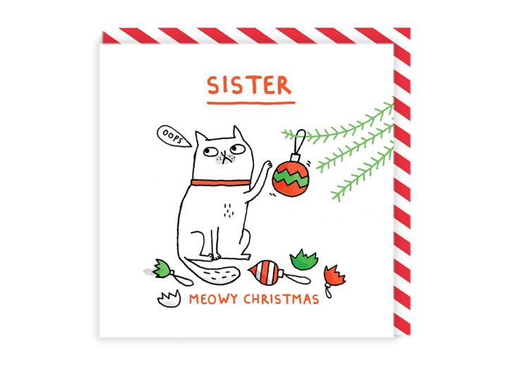 Meowy Christmas sister greeting card