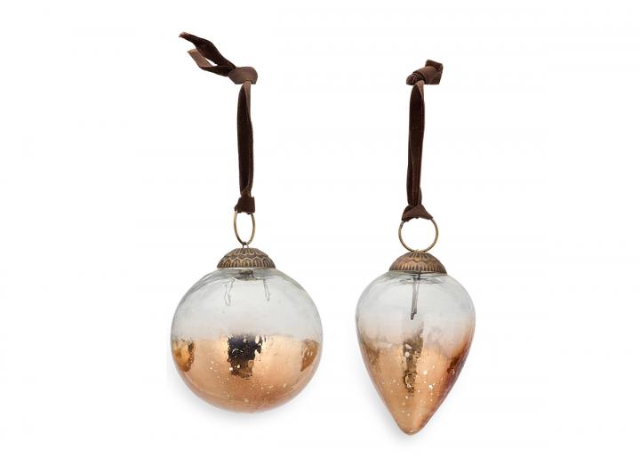 Nevasa baubles clear & antique copper from Nkuku