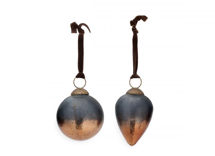 Nevasa baubles dark smoke & antique copper from Nkuku