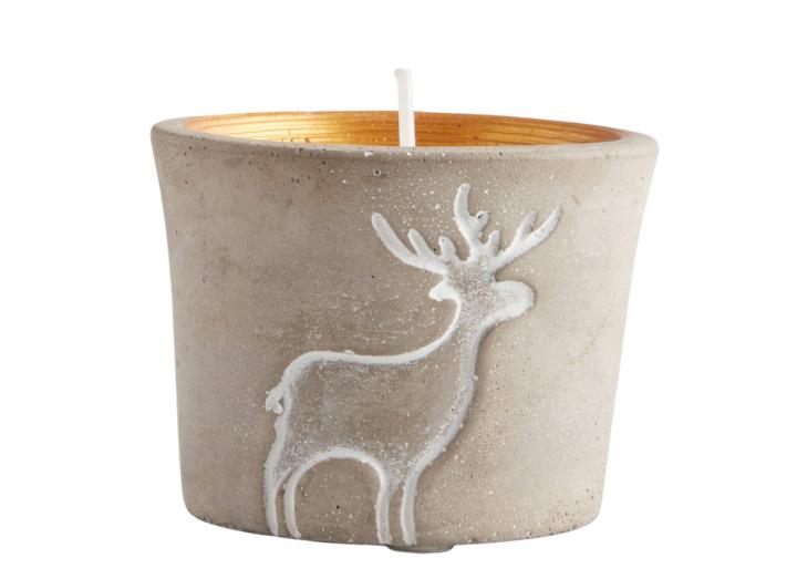 Orange & Cinnamon scented reindeer pot candle, handmade in Cornwall by St Eval Candle Co. 