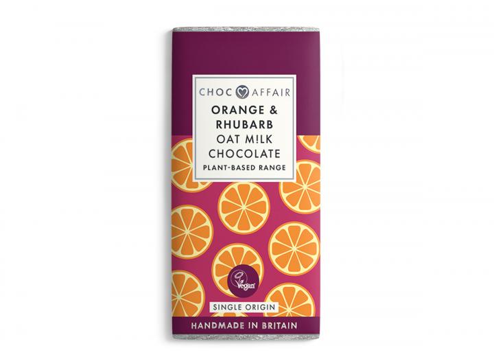 Orange & Rhubarb oat milk chocolate from Choc Affair