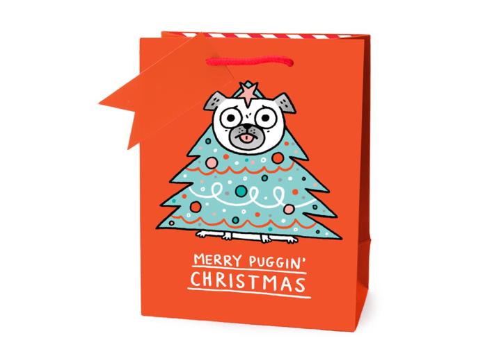 Puggin' Christmas medium giftbag