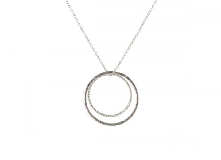 Silver double hoop necklace