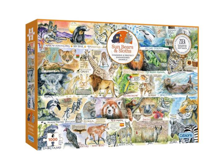 Sun Bears & Sloths 1000 piece jigsaw puzzle from Gibsons