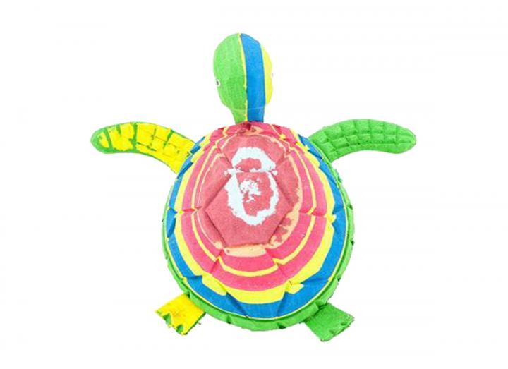 Turtle sculpture made from flips flops by Ocean Sole