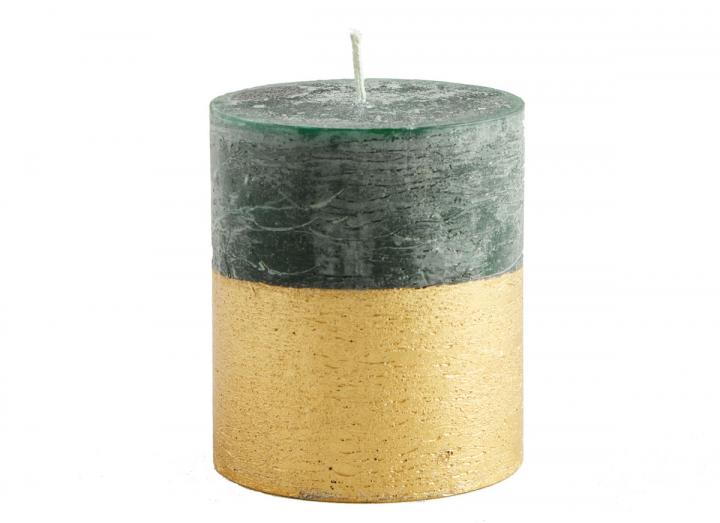 Winter Thyme scented gold half-dipped pillar candle from St Eval