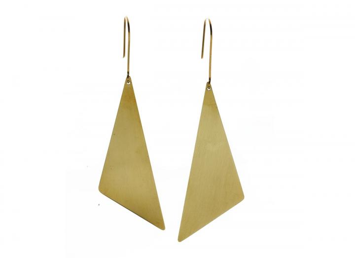 Brass triangle earrings