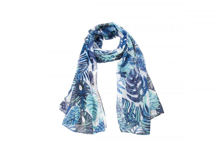 Eden tropical leaves recycled polyester scarf