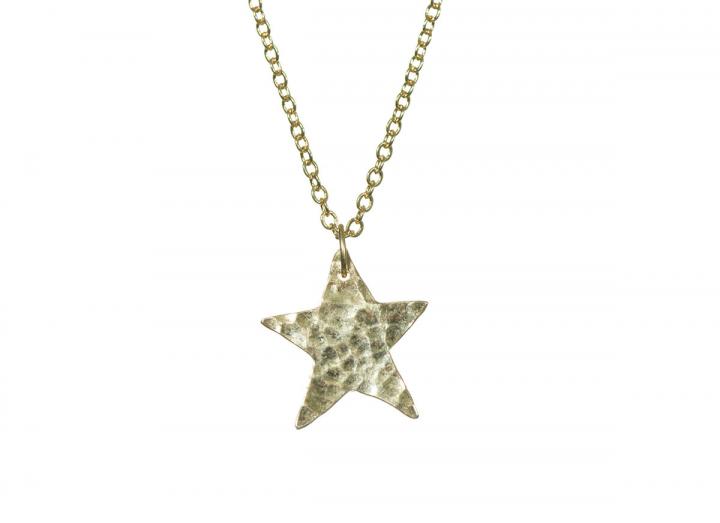 Hammered brass star necklace
